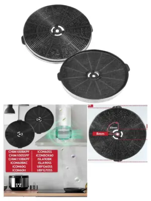 Charcoal Kitchen Hood Filter TMFILT4 – 170x25mm, 2‑Pack