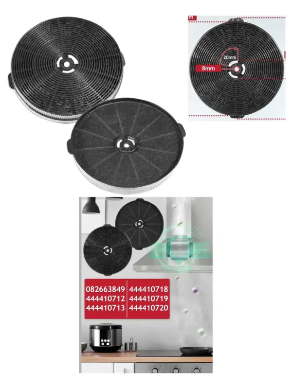 Charcoal Stove Hood Filter 170x25mm - Pack of 2 for Cooker Extractor
