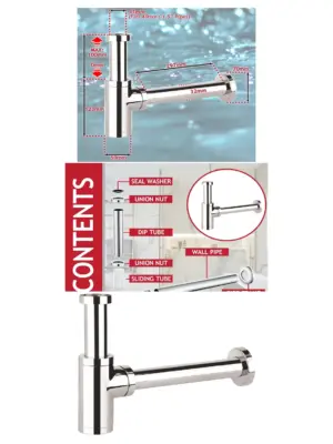 Chrome 40mm Round Sink Waste Pipe Trap with Deodorizer – 1.5