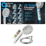 Chrome Filtered Shower Head with Hose – 9 Spray Modes