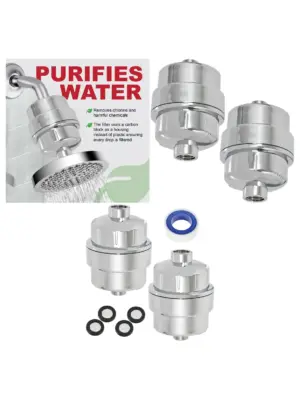 Chrome Finish Universal Shower Filter - Hard Water Softener, 2-Pack