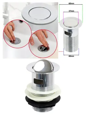 Chrome Flip-Top Sink Waste Plug 1-1/4 Inch Strainer for Kitchen/Bath