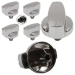 Chrome Oven Control Knob Replacement Set – 4 Pack for Stoves