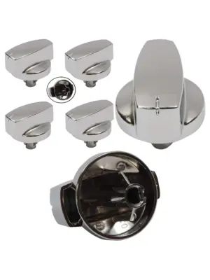 Chrome Oven Control Knob Replacement Set – 4 Pack for Stoves
