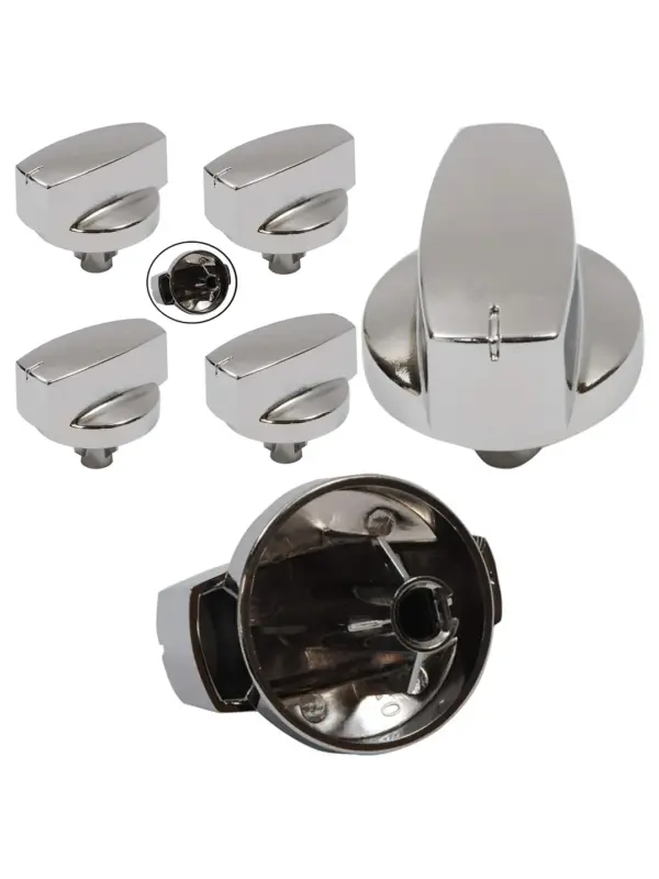 Chrome Oven Control Knob Replacement Set – 4 Pack for Stoves