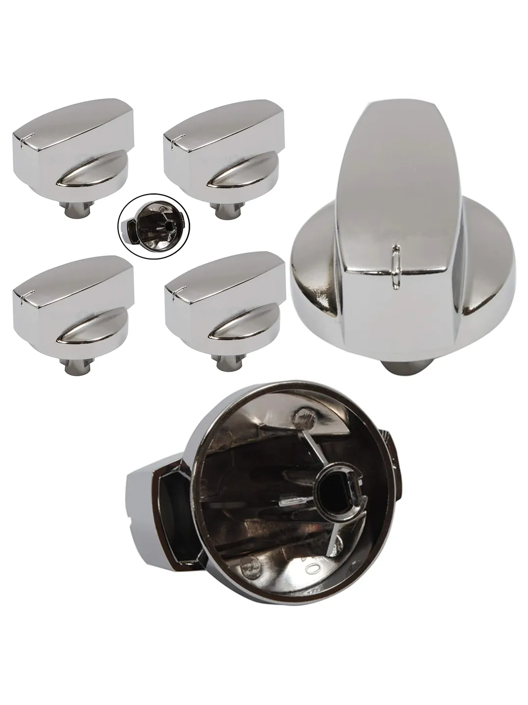 Chrome Oven Control Knob Replacement Set – 4 Pack for Stoves