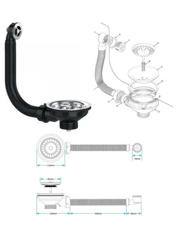 Chrome-Plated 40mm Round Sink Strainer Basket for Kitchen & Bathroom