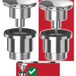 Chrome Pop‑Up Basin Waste Plug 1¼" (60mm) Click‑Clack Dome Stopper