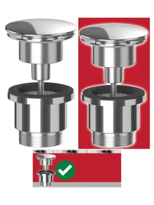 Chrome Pop‑Up Basin Waste Plug 1¼" (60mm) Click‑Clack Dome Stopper