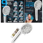 Chrome Shower Head with Filter – 9 Spray Modes, Massage & Mist