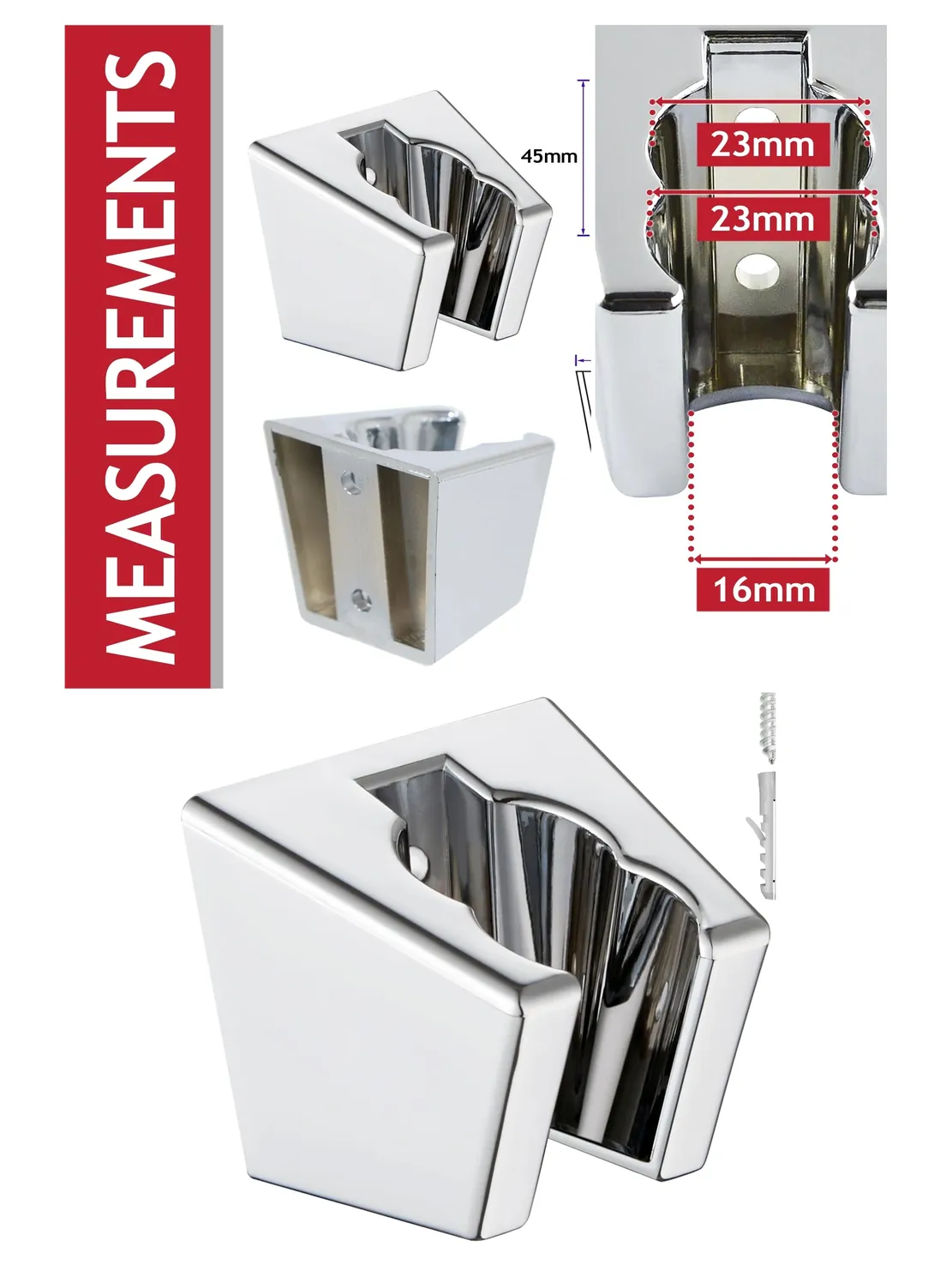 Chrome Silver Wall Mount Bracket for Triton Handheld Shower Head