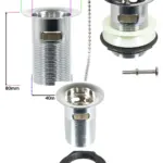 Chrome Slotted Chain-Stay Sink Plug for Kitchen & Bathroom, 1¼″