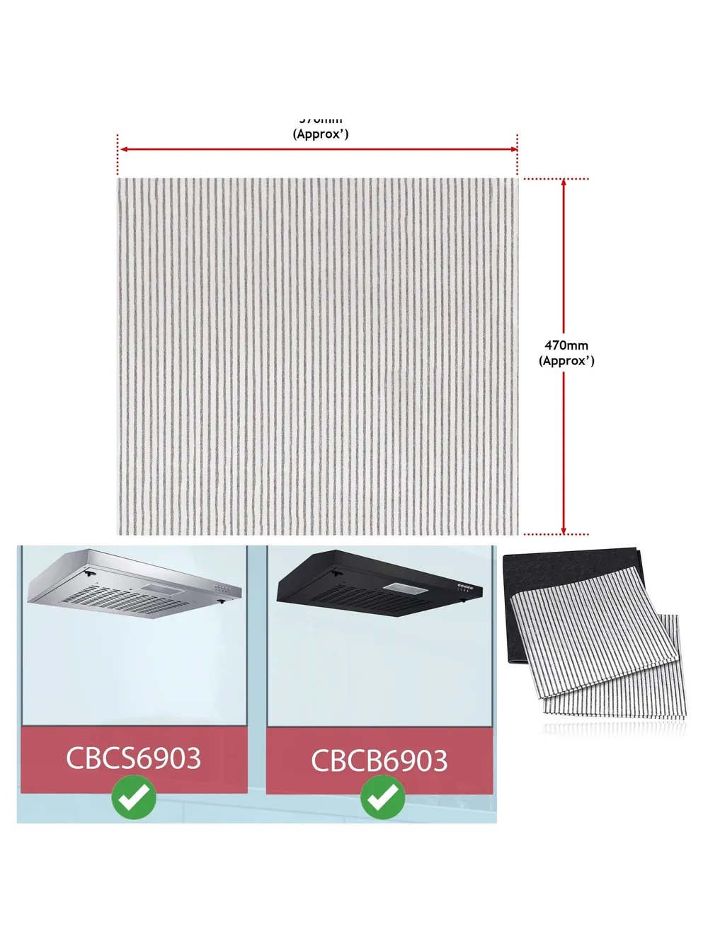 Ciarra Cooker Hood Grease Filter Replacement for CBCS6903 & CBCB6903