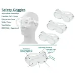 Clear Safety Goggles – Universal Fit, Pack of 3 Protective Glasses