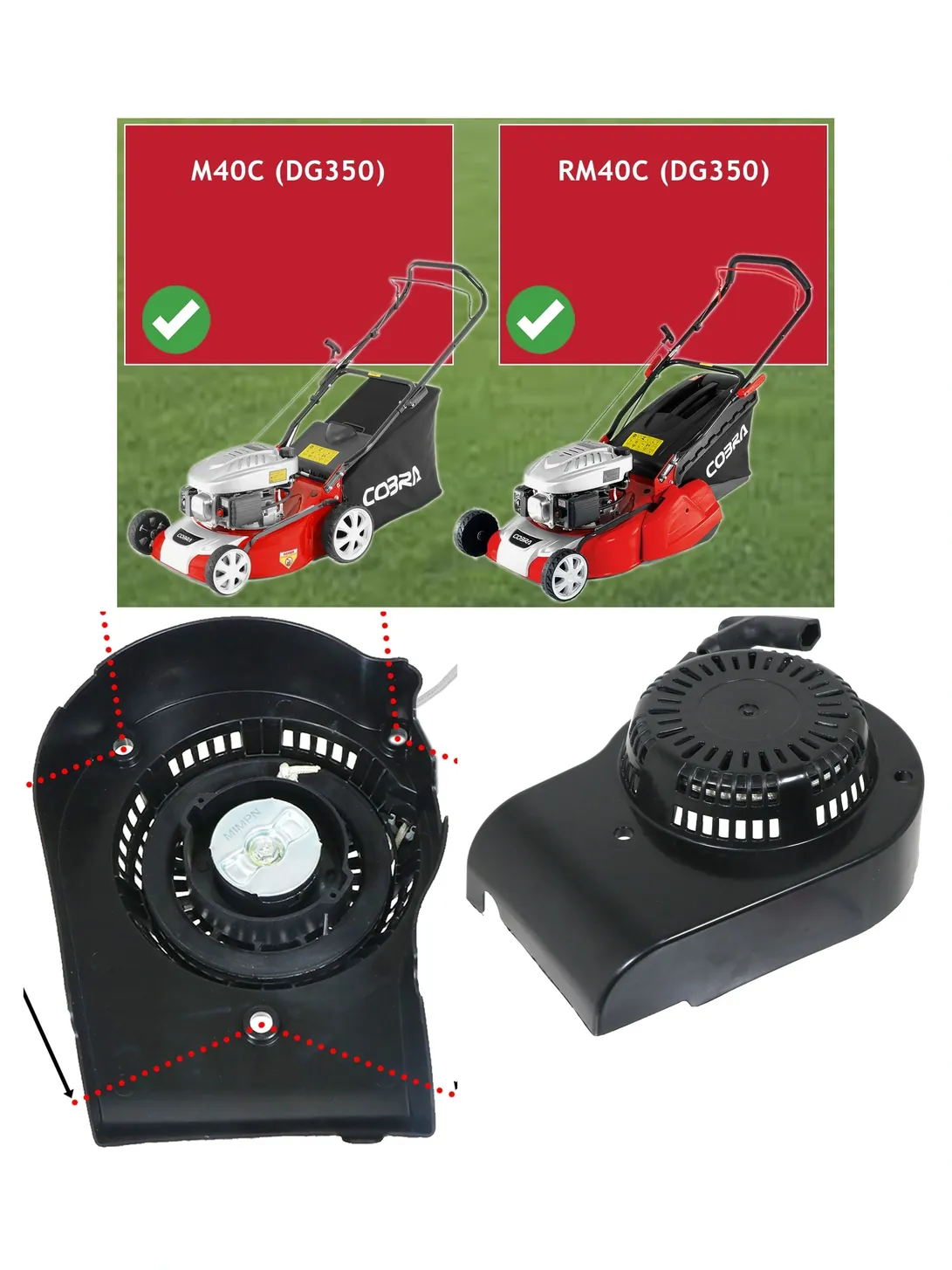 Cobra M40C/RM40C & DAYE DG350 Lawn Mower Recoil Starter Pull Cord