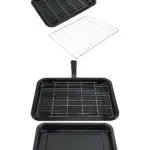Compact Grill Pan with Detachable Handle & Adjustable Shelf for Oven