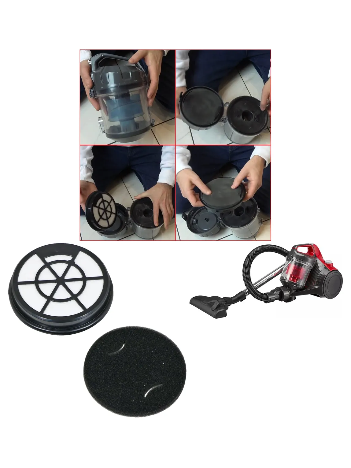 Currys Essentials C700VC18 Foam Filter Replacement Kit for Vacuum