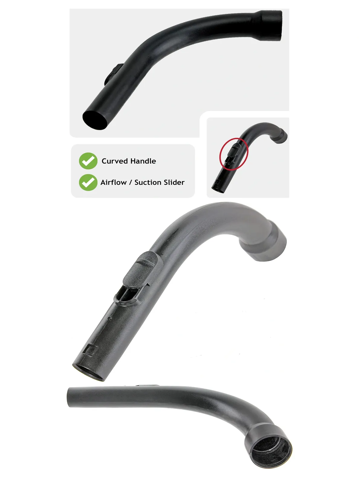 Curved Wand Hose End for Miele S8310/S8320/S8340/TT5000 Vacuums