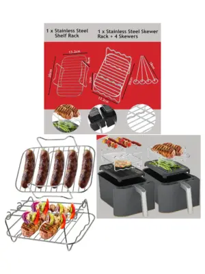 DAEWOO SDA2310 8L Air Fryer Rack Set - Grill Shelf & Skewers 2pcs