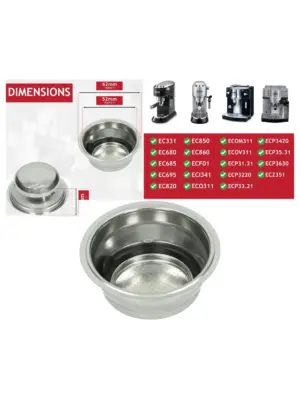DeLonghi 2‑Cup Filter Espresso Machine – EC680/685/820/860