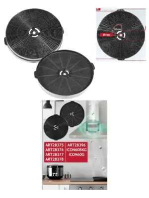Designair TMFILT4 Charcoal Filter Set 170mm x 25mm Cooker Hood