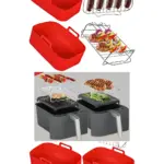 DEVOLOGY Air Fryer Basket Rack Set – Double 9L Drawer Liner & Shelf