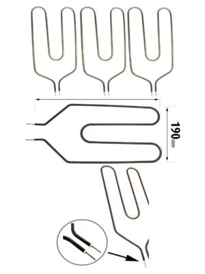 Dimplex Night Storage Heater Element 850W Crank Neck 2‑Pin – 3 Pack