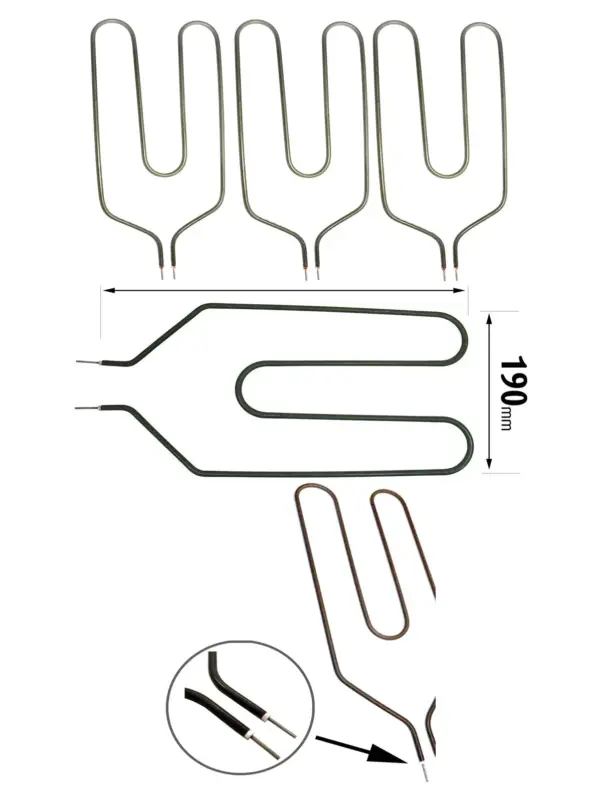 Dimplex Night Storage Heater Element 850W Crank Neck 2‑Pin – 3 Pack