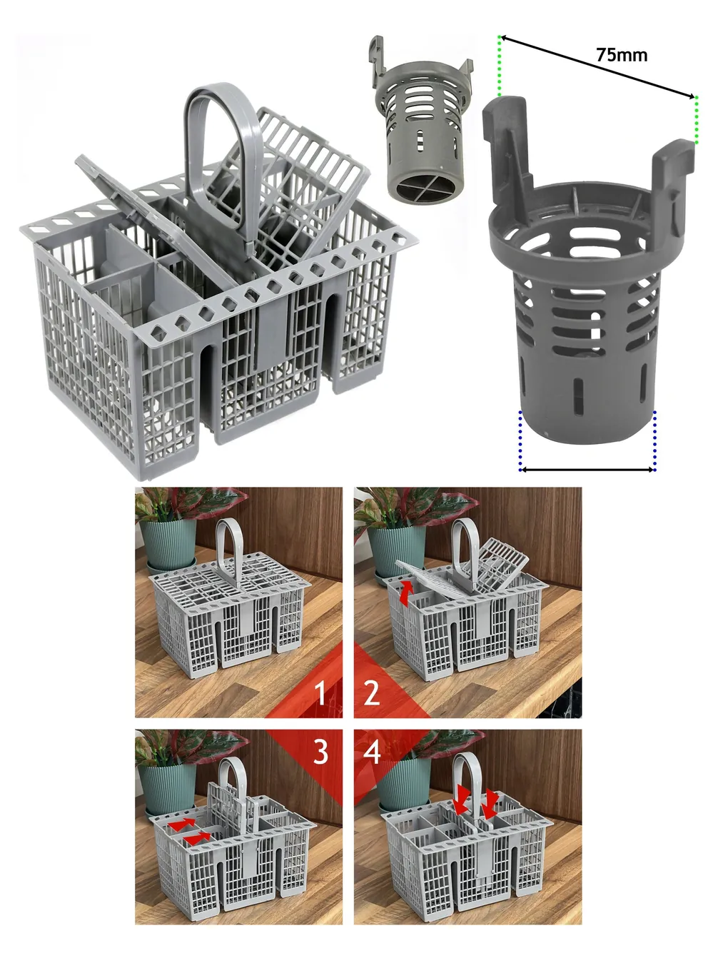 Dishwasher Cutlery Basket & Waste Filter for Indesit Hotpoint Whirlpool