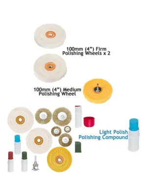 Drill Metal Polishing & Buffing Kit – 4‑Piece Set + Wire Brush Wheels
