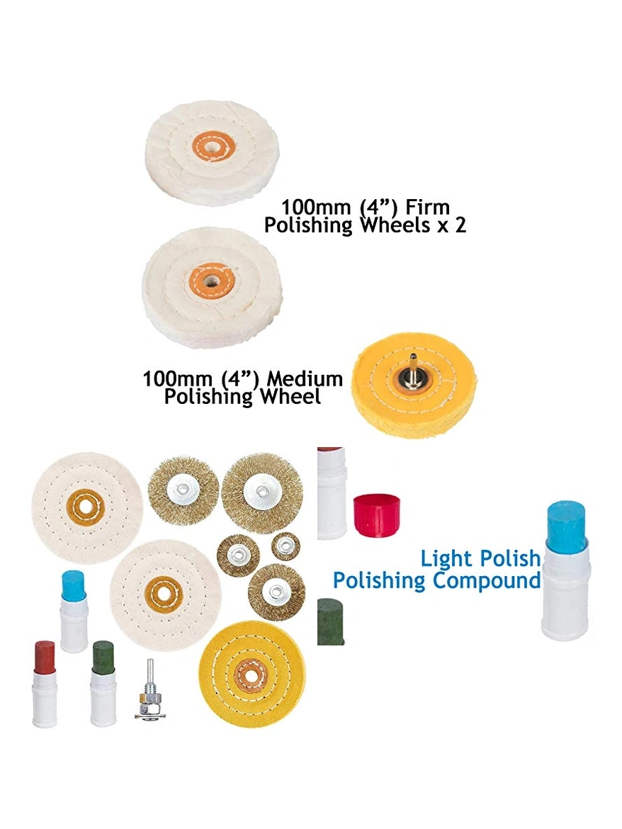 Drill Metal Polishing & Buffing Kit – 4‑Piece Set + Wire Brush Wheels