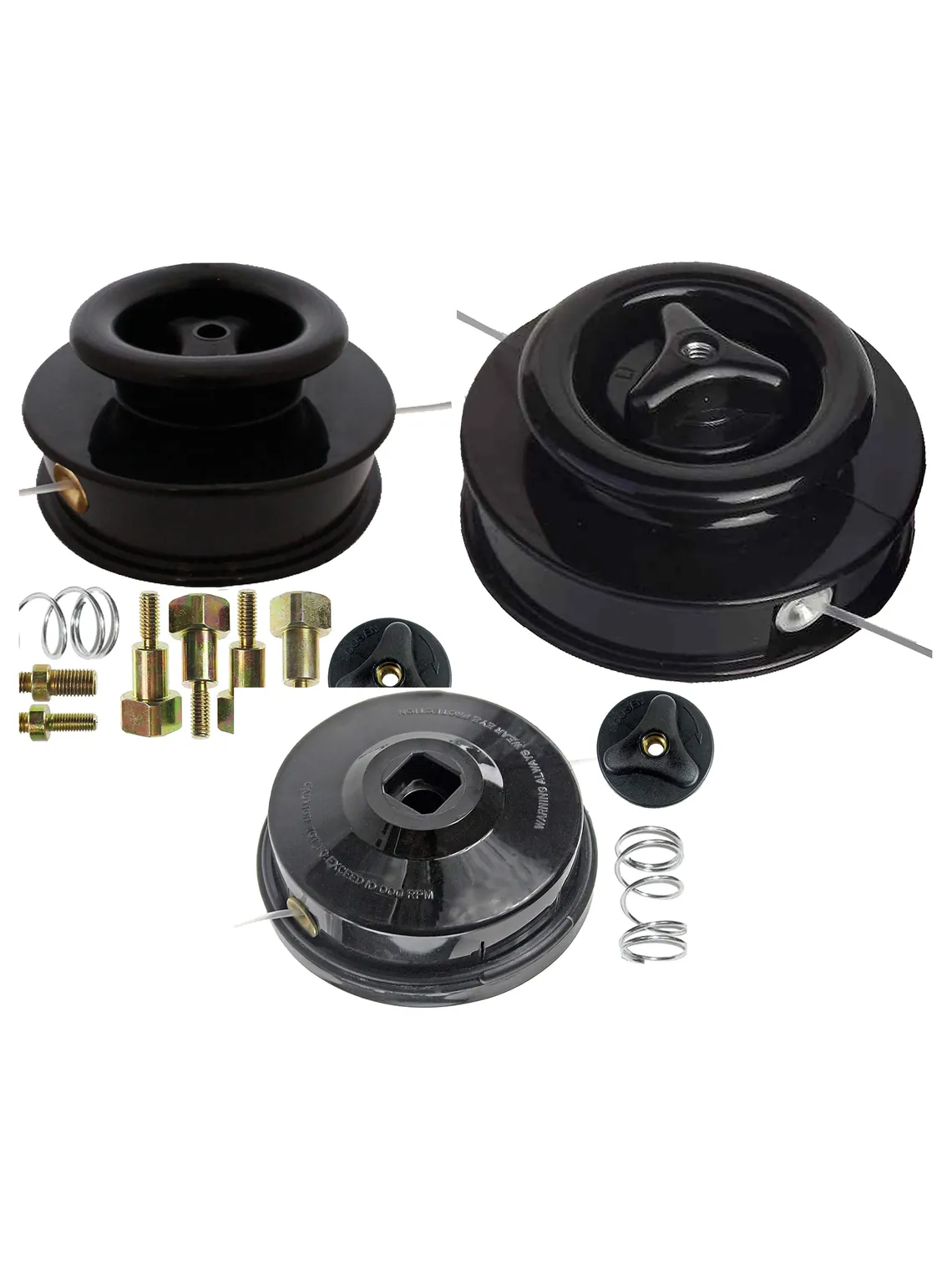 Dual-Line Manual Feed Trimmer/Brushcutter Head with Bolts + 2×15m Line
