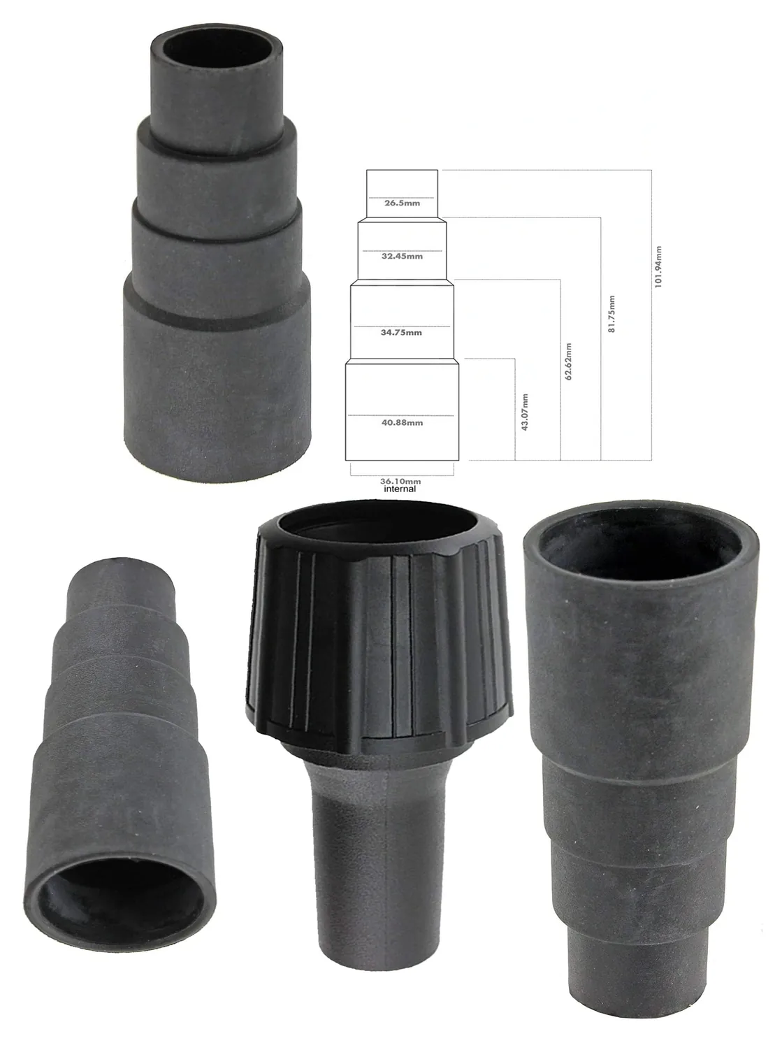 Dust Extractor Adapter Kit for WORX Drill - 5 Sizes (26-38mm), 2 Pack