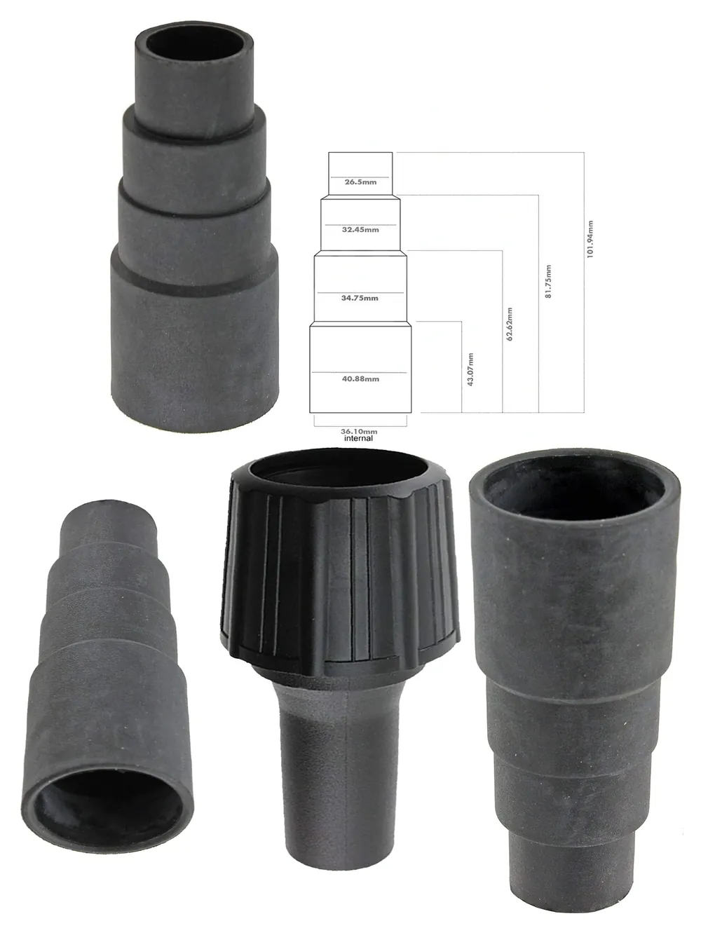 Dust Extractor Port Adapter Kit for Russell Hobbs Vac – 5 Sizes, 2pcs