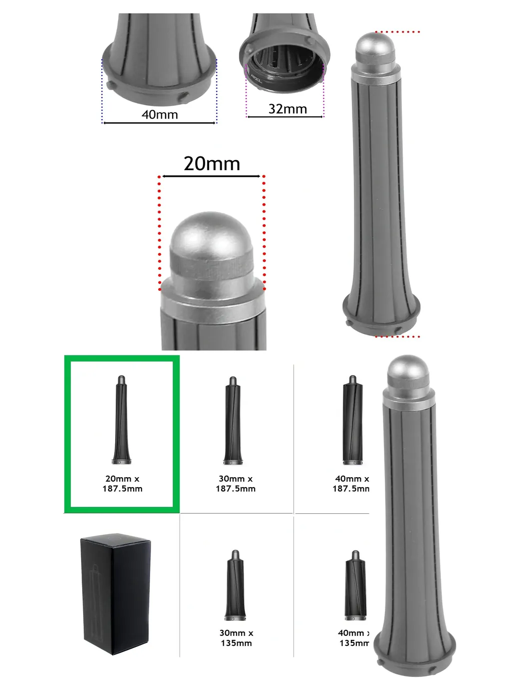 Dyson Airwrap 20mm Long Slim Nickel Barrel Hair Styler