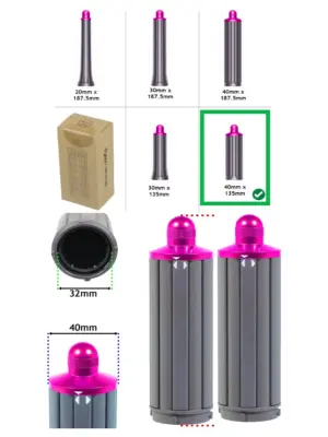 Dyson Airwrap 40mm Curling Barrel – Nickel/Fuchsia Hair Styler