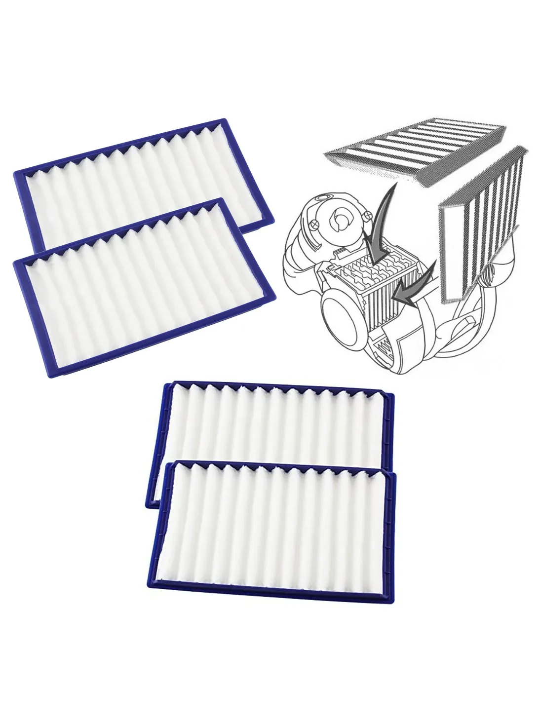 Dyson DC02 Replacement Washable H‑Level Blue Filters – 2 Pack