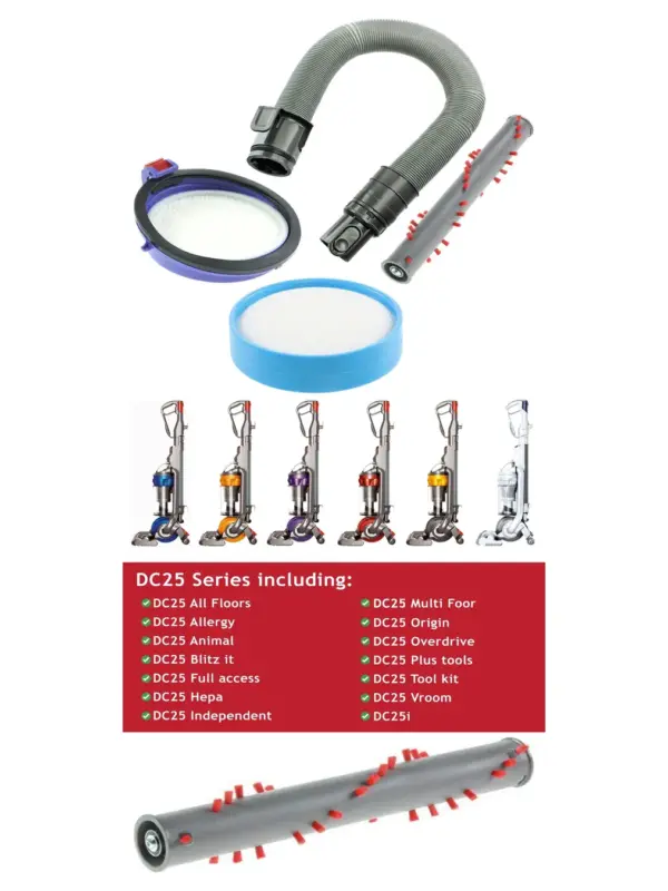 Dyson DC25/DC25i Brush Roll, Hose & Filter Kit – Pre & Post Filters
