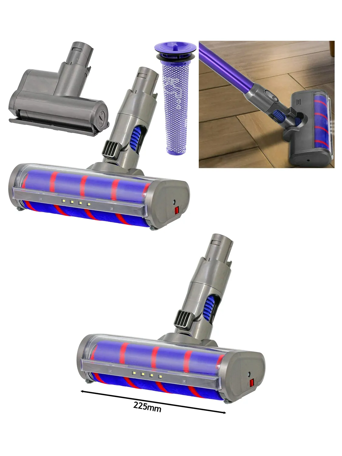 Dyson DC58/DC62 Soft Roller Brush Mini Turbine Kit + Filter