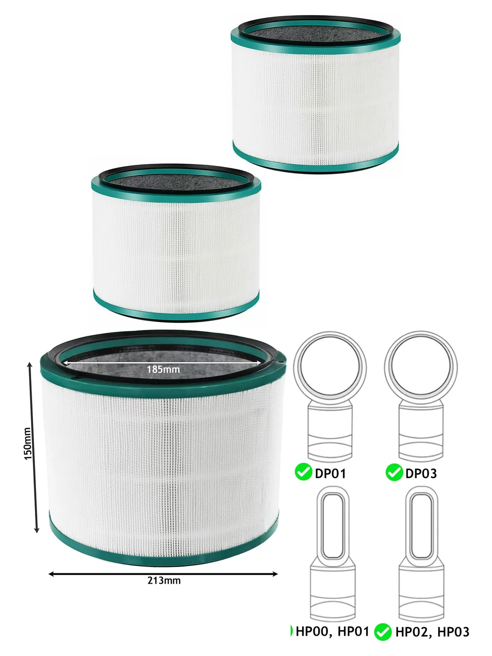 Dyson Pure Cool HEPA Filter - Fits DP01/DP03/HP00/HP02 - 2 Pack