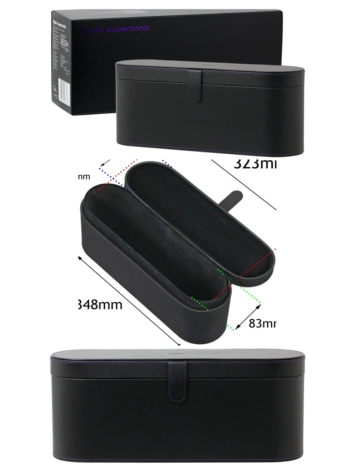 Dyson Supersonic Hair Dryer Travel Case – Black Protective Storage Bag
