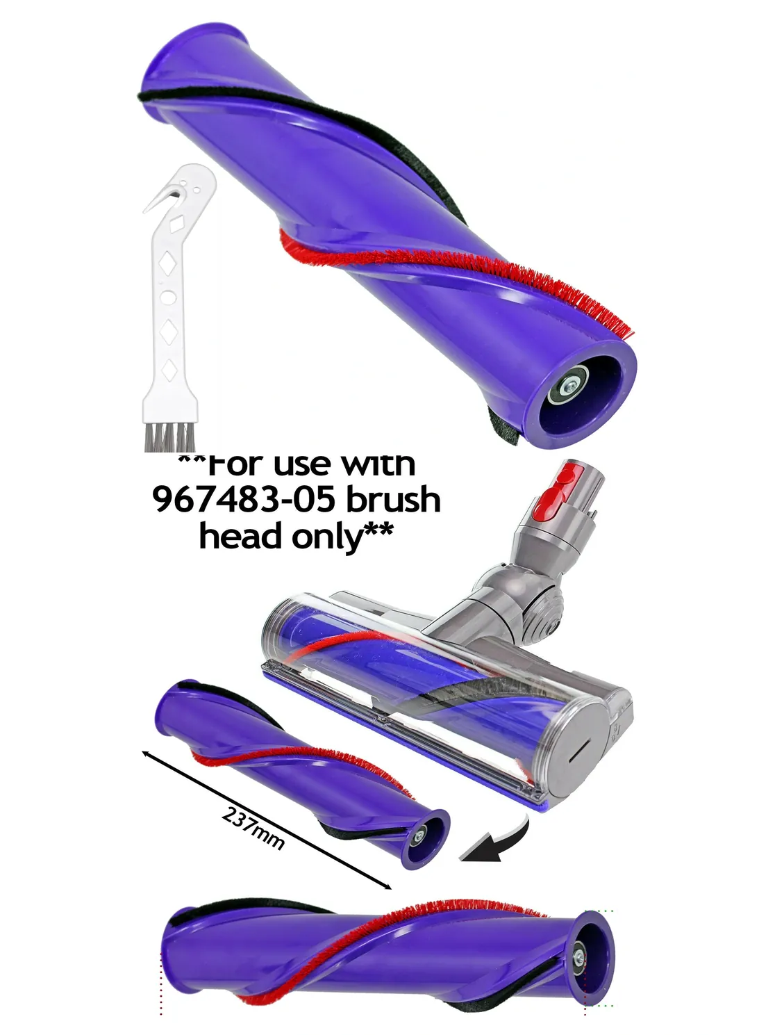 Dyson V10 SV12 237mm Brush Roll Replacement Bar for Cordless Vacuum