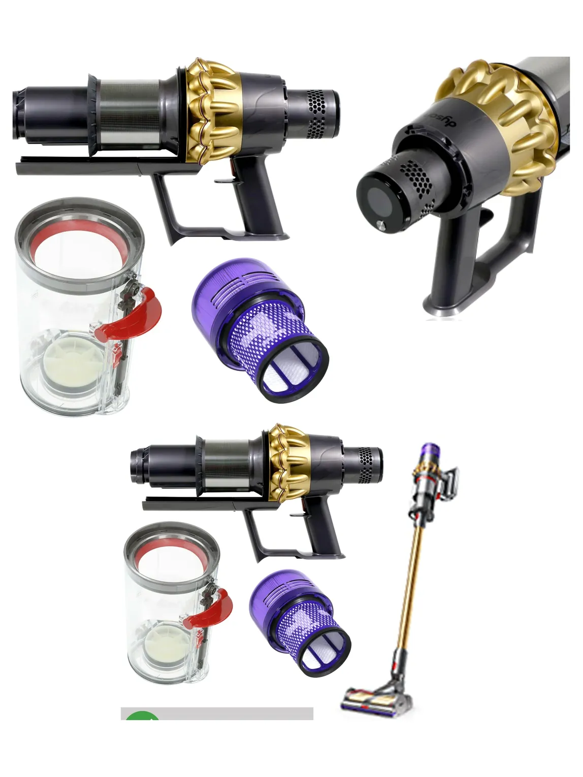 Dyson V11 SV15 Motor Body Replacement Kit - Includes Dirt Bin & Filter