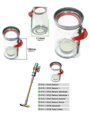 Dyson V15 Vacuum Dust Bin Replacement for SV22/SV28 970050/965443