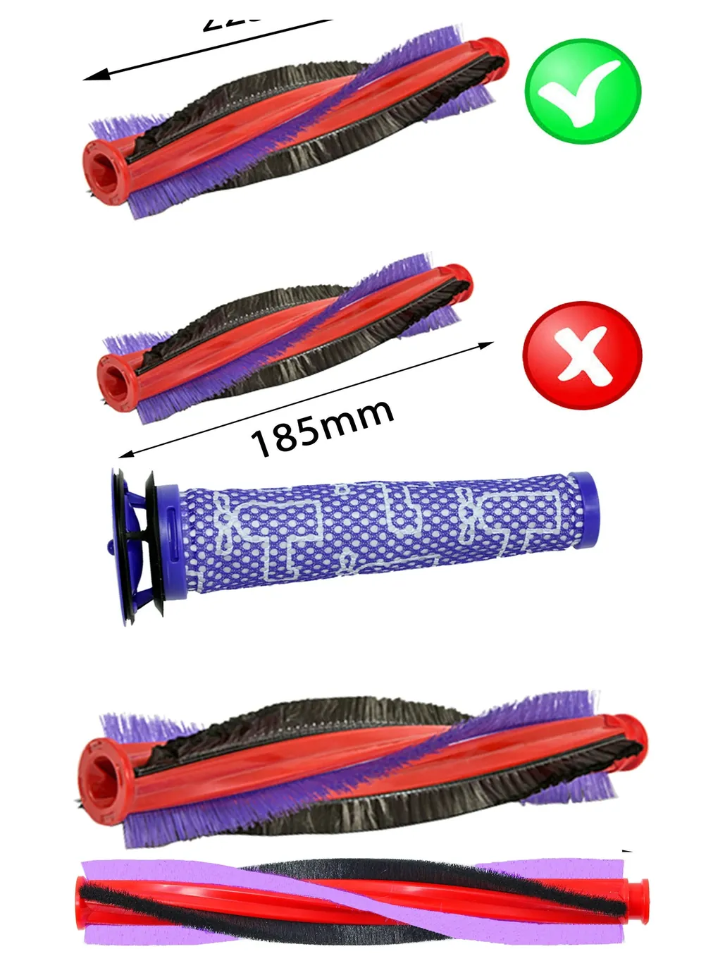 Dyson V6 Replacement Brush Roll & Pre‑Motor Filter for Animal/Fluffy