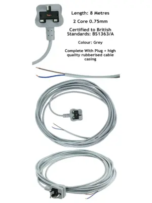 Dyson Vacuum Power Cord 8m Grey Replacement for DC08-DC50