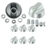 ELBA oven knob & adaptor pack - 6 silver replacement dials