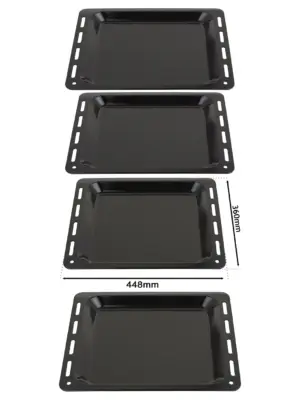 Enamel Baking Tray for Bush Oven - 448x360x25mm, Set of 2