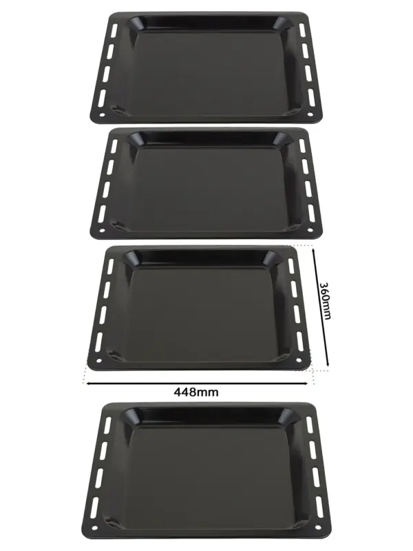 Enamel Baking Tray for Bush Oven - 448x360x25mm, Set of 2
