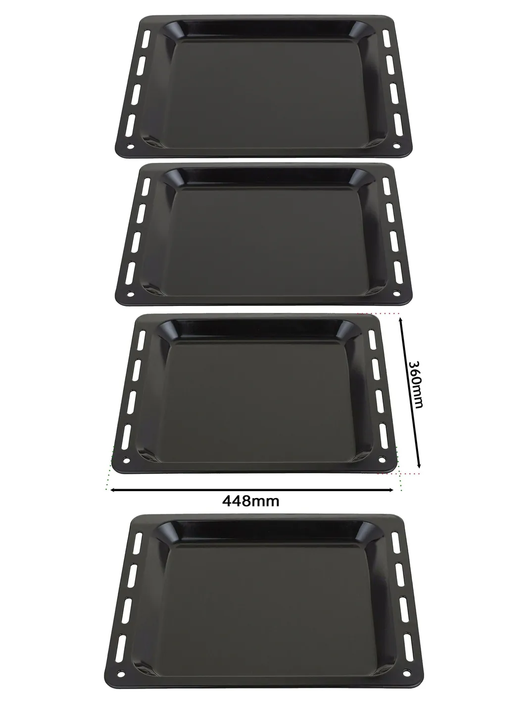 Enamel Baking Tray for Bush Oven - 448x360x25mm, Set of 2